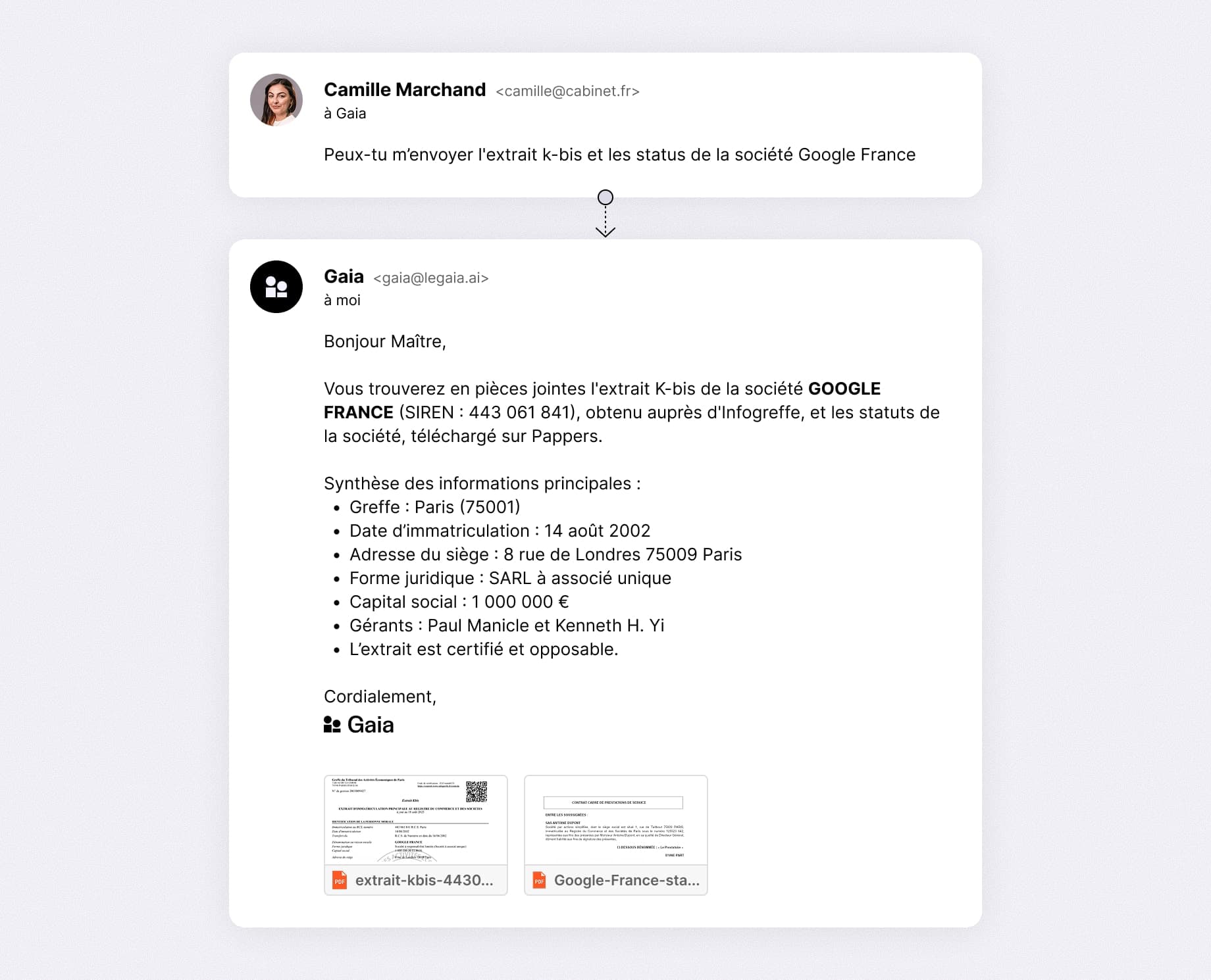 Récupérer les documents officiels d'une société